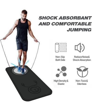 Vonoga Non-Slip 8mm Jump Rope Mat - Shock Absorption Indoor/Outdoor Padded Mat for Cross Rope Exercise - Black - Buy Online on GoSupps.com