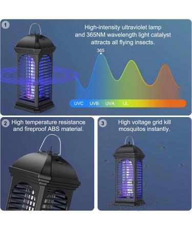 Electric Bug Zapper Indoor & Outdoor LUUGUYI 360 UV Mosquito Zappers Killer 4000V Electric Insect Fly Zapper Mosquito Trap No Odor & Chemicals Mosquito Lamp Bulb Black - Buy Online on GoSupps.com