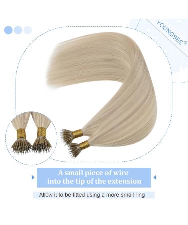 Youngsee Nano Ring Extensions | Real Hair Ash Blonde 35cm | Remy Hair 50g #18/613 | Quality Nano Hair Extensions - Buy Online on GoSupps.com