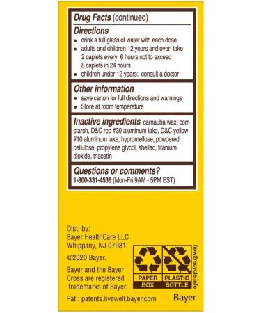 Bayer Back& Bdy Pain Xs Size 50ct Bayer Extra Strength Back & Body Pain 500 Mg Aspirin - Buy Online on GoSupps.com