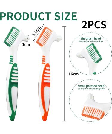 Tacino 2-Piece Prosthetic Toothbrush Set | Ergonomic Double Cleaning Brushes for Prostheses - Orange & Green - Buy Online on GoSupps.com