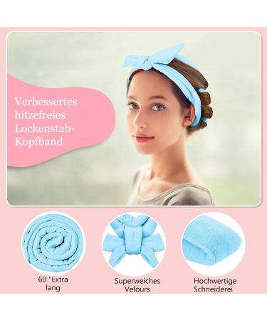 Heatless Lock Winder Curls - 60 Extra-Long Overnight Curlers for Medium & Long Hair - DIY Hair Curler Set in Blue - Buy Online on GoSupps.com