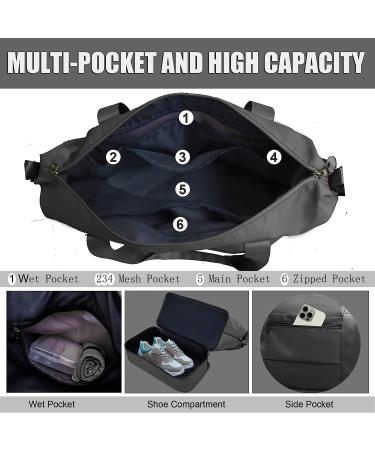 MOCARE Travel Duffel Bag for Women - Foldable Lightweight Gym Tote with Shoe Compartment (Black) - Buy Online on GoSupps.com