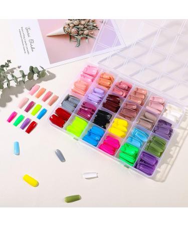 576pcs Colorful Square Press On Nails | Short Full Cover Acrylic False Nails for Women | Nail Salon Art DIY | 24 Colors - Buy Online on GoSupps.com