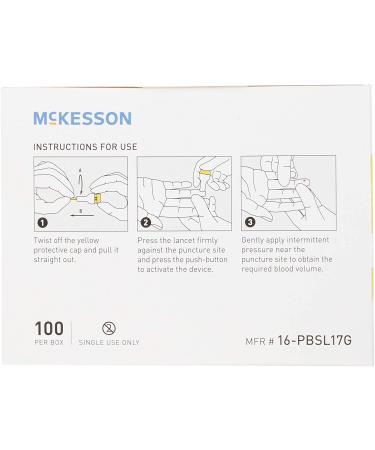 McKesson Safety Lancets 17 Gauge Sterile Push-Button 2mm Blade - 100 Count - Buy Online on GoSupps.com