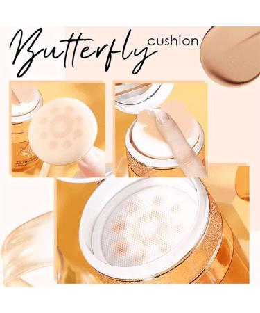 Butterfly Cushion BB Cream Air Cushion CC Cream BB Cream Moisturizing Concealer Air Cushion BB Cream Bright Makeup Base Long Lasting with Butterfly Makeup Sponge (Natural Skin Color) - Buy Online on GoSupps.com