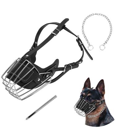 Ryltd the brand Yinrikom dog maulkb metal face basket dog muzzle muzzle breathable adjustable leather line suitable for large medium dogs.black L