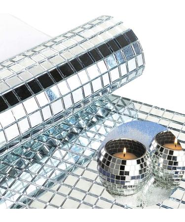 REDODECO Real Glass Silver Mirrors Mosaic Tiles Sticker for Craft Square Glass Tiles Self Adhesive 5mm by 5mm (Silver  2400PCS) 2400PCS Silver