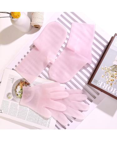 Moisturizing Socks & Gloves Set Silicone Moisturizer Socks Gel Gloves Long Spa Socks Soft Aloe Gel Socks Foot Gel Socks Gloves for Dry Cracked Feet Hands Softening Calluses Foot Care(Pink) - Buy Online on GoSupps.com