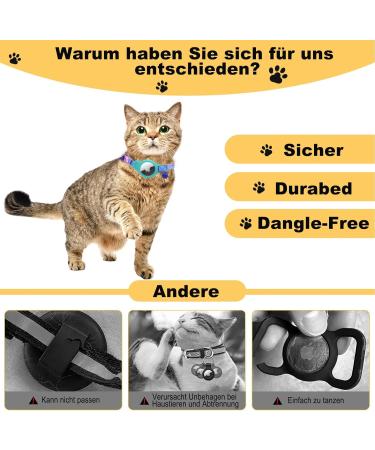 Mouyou Airtag Cat Neck Band | Adjustable Blue Gradient Collar with Bell & Safety Clasp | Soft Nylon with Silicone Holder | International Shipping - Buy Online on GoSupps.com