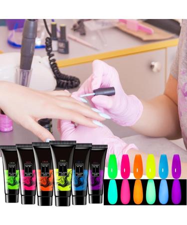  Kaxenig Colored Gel Nail Kit | Glow-in-the-Dark Gel for Women - 6 Long-Lasting Shades Glitter Extensions Manicure for Women and Girls - Buy Online on GoSupps.com