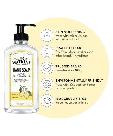 J.R. Watkins Lemon Hand Soap 11 Fl Oz 3 Pack - Moisturizing, Alcohol-Free, Cruelty-Free - USA Made Liquid Soap for Bathroom/Kitchen with Dispenser - Buy Online on GoSupps.com