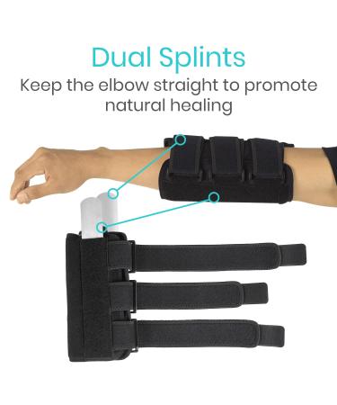 Vive Night Elbow Brace with Removeable Splints for Pain Relief - Ideal for Tendonitis, Cubital Tunnel Syndrome, Ulnar Nerve, Tennis - Unisex Black - Buy Online on GoSupps.com