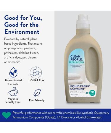 Buy Clean People All Natural Liquid Fabric Softener - Eco-Friendly Plant-Based Vegan Laundry Softener for 74 Loads - Fresh & Clean Scent - Buy Online on GoSupps.com