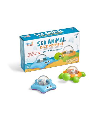 hand2mind Sea Animals Dice Poppers, Math Dice Popper, Game Replacement Dice Roller, Dice Games for Kids, Board Game Accessories, Family Game Night, Kids Travel Activity, Fun Classroom Games (Set of 2)