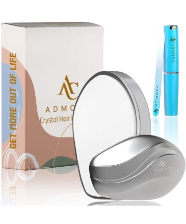 Crystal Hair Eraser ADMORA Crystal Hair Remover Nano Crystal Painless Exfoliation Hair Removal Tool for Men and Women Fast & Easy Hair Removal Stone Soft Smooth Silky Skin with Nail Filer Silver