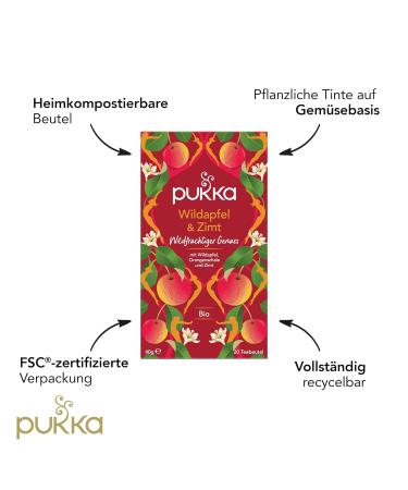 Pukka Bio-Spice Fruit Tea Wildapfel & Zimt - Wild Apple Orange Peel & Cinnamon - 20 Tea Bags for Everyday Adventures - International Shipping Available - Buy Online on GoSupps.com