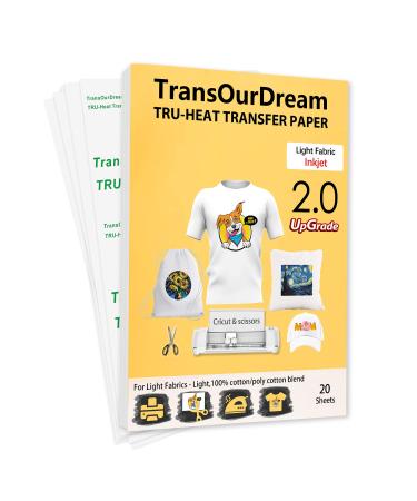 transourdream TransOurDream Tru-Iron on Heat Transfer Paper for Dark Fabric  (15 Sheets, 8.5x11) T Shirt Transfers Paper for Inkjet Printer