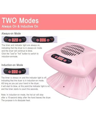 300W 2-in-1 Nail Dryer Fan with Auto Sensor - Professional Hot & Cold Air for Manicure & Home Use (Pink) | International Shipping Available - Buy Online on GoSupps.com
