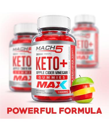 Mach5 ACV Keto Gummies - 5 Pack Max Strength - Apple Cider Vinegar & Beet Root Juice with Vitamin B12 (300 Gummies) - Buy Online on GoSupps.com
