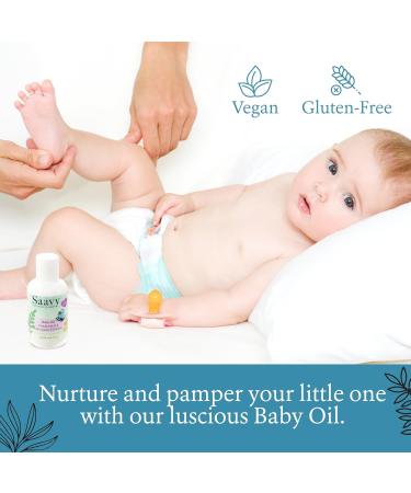 Saavy Naturals Chamomile Baby Oil Pack - Organic Vegan Paraben-Free Baby Massage Oil with Jojoba & Shea Butter for Sensitive Skin - Buy Online on GoSupps.com