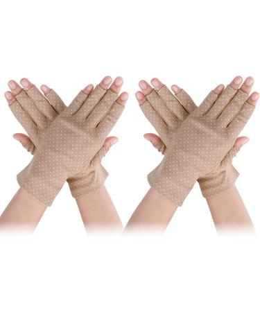 Yolev Women's Anti-UV Fingerless Gloves - Sun Protection Bicycle Riding Gloves - Summer Outdoor Cycling Gear in Khaki - Buy Online on GoSupps.com