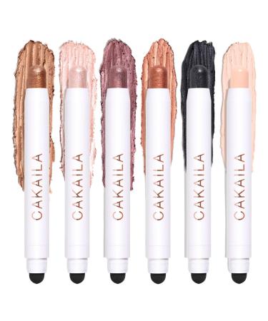 6 Pieces Eyeshadow Stick Matte Pearl Shimmer Eyeshadow Pens Waterproof Crayon Eye Brightener Stick - Pro Waterproof Eye Makeup Pencil Sets Long Lasting High Pigmented