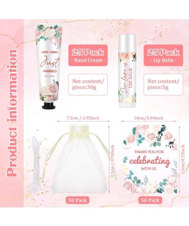25 Set Wedding Lip Balms & Hand Cream Gift Set - Perfect Bridesmaid Gift for Bridal Shower with Thank You Cards & Bags - Floral Moisturizing Collection - Buy Online on GoSupps.com