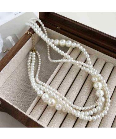 Oralgos Multi-Layer Pearl Choker Necklace for Women | Elegant Imitation Pearls for Weddings Parties & Birthdays - Buy Online on GoSupps.com