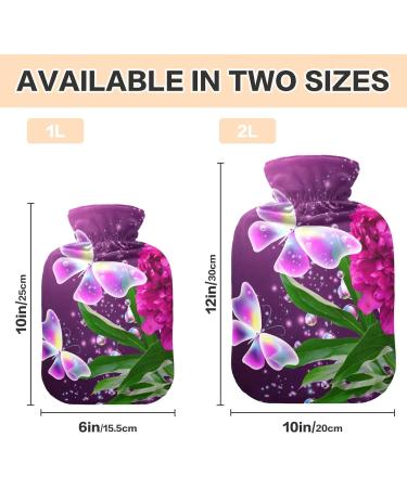 Buy 1L Heat Bottle with Plush Cover - Ideal for Winter Sports & Outdoor Comfort | Peony Butterflies Design - Buy Online on GoSupps.com