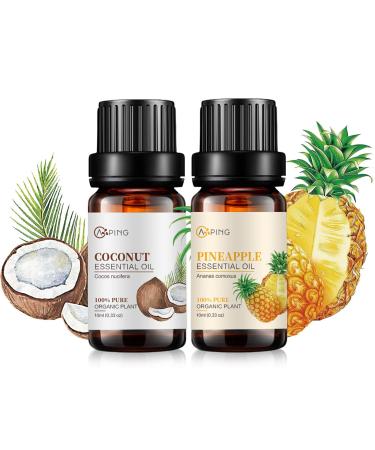 Coconut & Pineapple Essential Oils - 100% Pure Organic Natural Plant Oils for Diffuser Aroma Spa Massage Yoga Perfume 2x10ML