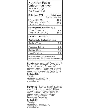 Theobroma Chocolat Milk Chocolate 38% Salted Caramel with Quinoa Crips Sticks (18) - Non GMO Gluten Free Peanut and Almond Free - Sweet and Creamy Taste (Pack of 18) - Buy Online on GoSupps.com