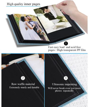 Small Mini Photo Album 13x18 - 56 Photos Linen Cover Black Pages | Ideal Memory Book for Baby Wedding & Family Photos - Cyan-Blue - Buy Online on GoSupps.com