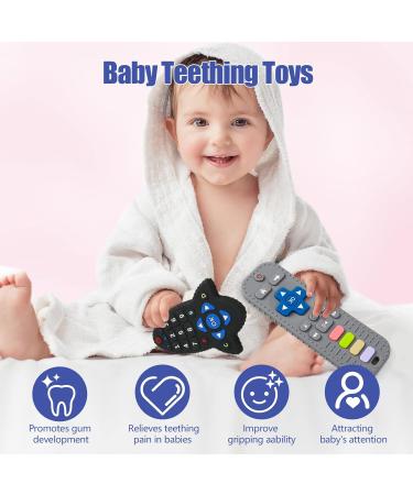 2 Pack Baby Teething Toys - Remote Control & Rocket Silicone Teether Set | BPA-Free Relief Soothing Toys for Babies 6-12 Months - Buy Online on GoSupps.com