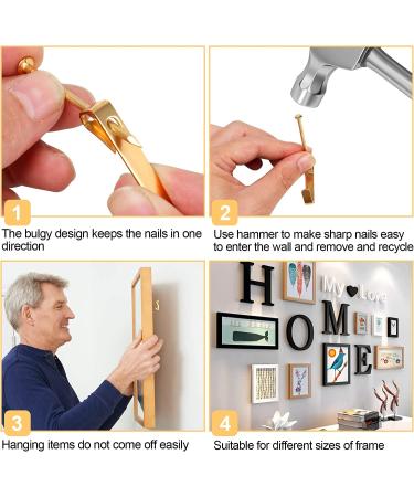 184 Piece Picture Hanging Kit - Metal Picture Hangers for Drywall & Wooden Wall - Includes Hooks & Nails - 20lb, 30lb, 50lb - Gold - Buy Online on GoSupps.com