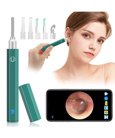 Earwax Removal Tool New Wireless Otoscope Ear Wax Removal Kit for Adults Kids & Pets 1080P HD WiFi Ear Endoscope Camera with LED Lights 3.5mm Visual Ear Camera Portable Ear Cleaning Camera Kit Green