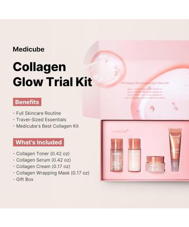 Medicube Glass Skin Glow Collagen Trial Kit - 4 Steps for Firm Skin | Toner Serum Cream & Peel Off Mask | Achieve Radiant Glassy Skin | Korean Skin Care - Buy Online on GoSupps.com