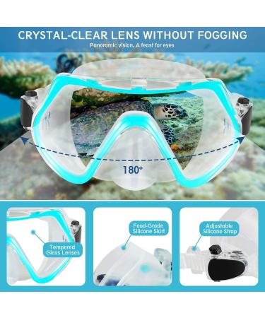 ZEEPORTE Adult Snorkeling Gear Set - Panoramic View Diving Mask, Trek Fin, Dry Top Snorkel - Blue SM - Buy Online on GoSupps.com