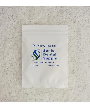 100 Pack of 1/8 Inch Clear Latex-Free Orthodontic Elastic Rubber Bands - Small Rubberbands for Braces, Hair Braids, Crafts - Made in USA by Sonic Dental - Buy Online on GoSupps.com