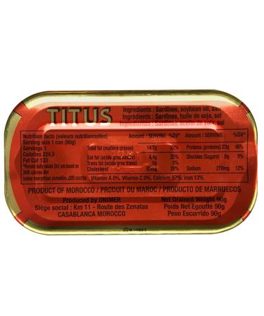 Univer TITUS Meaty Sardines in Soybean Oil - Pack of 12 | Source of Omega-3 Fatty Acids - Buy Online on GoSupps.com