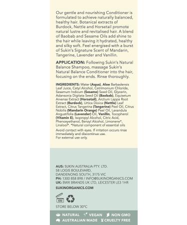 Sukin Natural Balance Conditioner for Normal Hair - 16.9 fl oz (500 ml) | Natural Hair Care - Buy Online on GoSupps.com