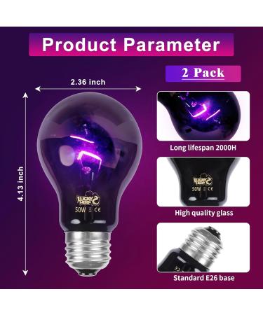 LUCKY HERP Reptile Night Heat Bulb 50W Night Heat Lamp Bulbs for Reptiles 2 Pack Reptiles & Amphibians Basking Spot Light Bulb for Bearded Dragon Lizard Snake Turtle Chameleon - Buy Online on GoSupps.com