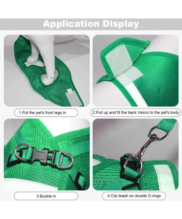 Meioro Adjustable Dog Harness with Leash - Soft Padded Vest for Small & Medium Dogs Reflective Design Black & Green (Size M: 35-40cm) - Buy Online on GoSupps.com