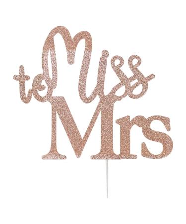 LissieLou Hen Party/Do Cake Topper Glitter with 'Miss to Mrs' Text (Made in the UK) - Rose Gold