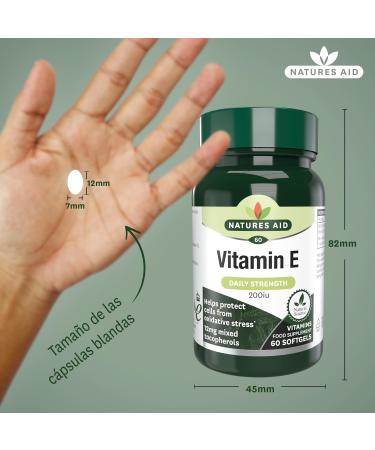 Natures Aid Vitamin E 200iu 60 Softgels (Natural Source Vitamin E Protects Cells from Oxidative Stress Made in the UK) 60 count (Pack of 1) - Buy Online on GoSupps.com