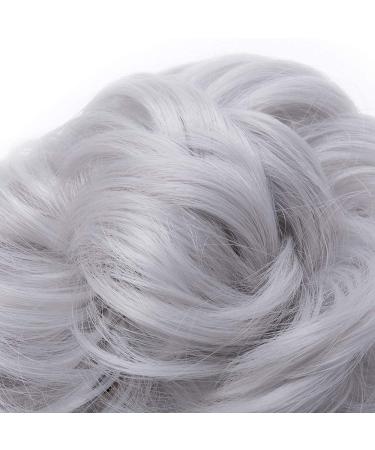 Silver Grey Hair Bun Donut Chignon Scrunchie Updo Hairpiece | Ponytail Extension 35g - Buy Online on GoSupps.com