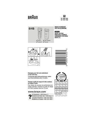 Braun Series 5 Combi 51S Foil and Cutter Replacement Pack - 0.32oz - Buy Online on GoSupps.com