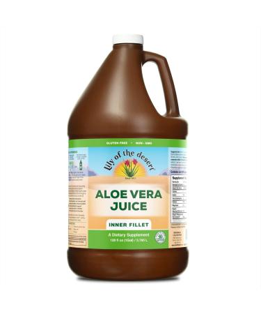 Lily of the Desert Aloe Vera Juice - Inner Fillet Aloe Vera Drink Organic Aloe Juice with Natural Vitamins Digestive Enzymes for Gut Health Stomach Relief Wellness Glowing Skin 128 Fl Oz