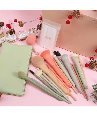 Docolor 17Pcs Morandi Makeup Brushes Set with Bag, Sponge & Protector - Professional Face Powder Blush Eye Shadow Kit - Premium Gift Box - Buy Online on GoSupps.com