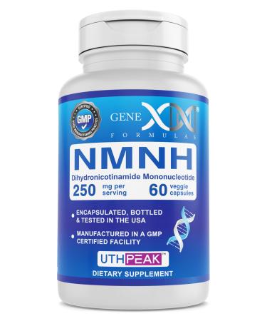 Genex Formulas 250mg NMNH (60 Capsules - 30 Servings) | Uthpeak NMNH (Dihydronicotinamide Mononucleotide) NAD+ Precursor for Healthy Aging - Non-GMO Gluten-Free Vegetarian